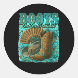 Laarzen op Da Ground Westerne cowboylaarzen dansen Ronde Sticker