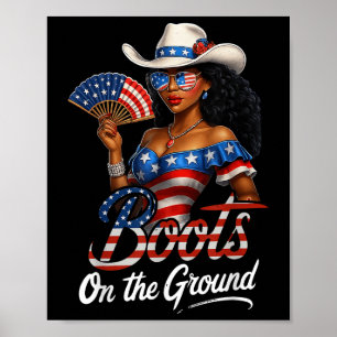 Laarzen Op De Grond 4 Juli Westerse Vlag Cowgi Poster