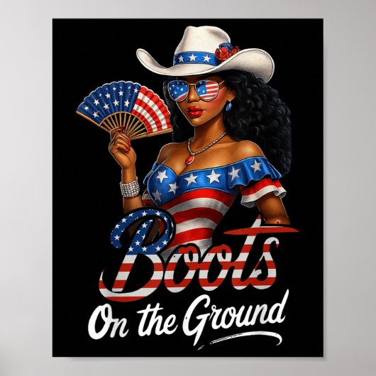 Laarzen Op De Grond 4 Juli Westerse Vlag Cowgi Poster (Voorkant)