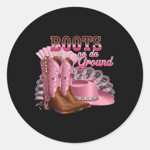 Laarzen op de grond, Boot Cowboy Western Country M Ronde Sticker
