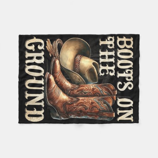 Laarzen op de grond Boot Cowboy Western Cowgirl Li Fleece Deken (Voorkant (Horizontaal))