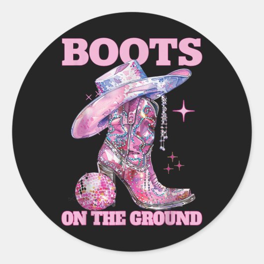 Laarzen op de grond Boot Cowboy Western Cowgirl Li Ronde Sticker (Voorkant)
