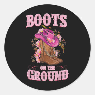 Laarzen op de grond Boot Cowboy Western Cowgirl Li Ronde Sticker