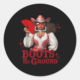 Laarzen op de grond Boot Cowboy Western Cowgirl Li Ronde Sticker