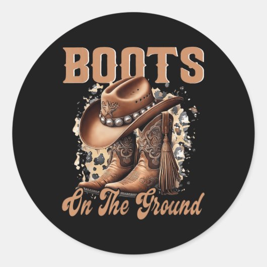 Laarzen op de grond Boot Cowboy Western Cowgirl Ronde Sticker (Voorkant)