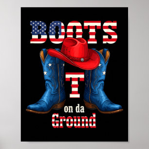 Laarzen op de grond cowboy rode hoed 4 juli poster