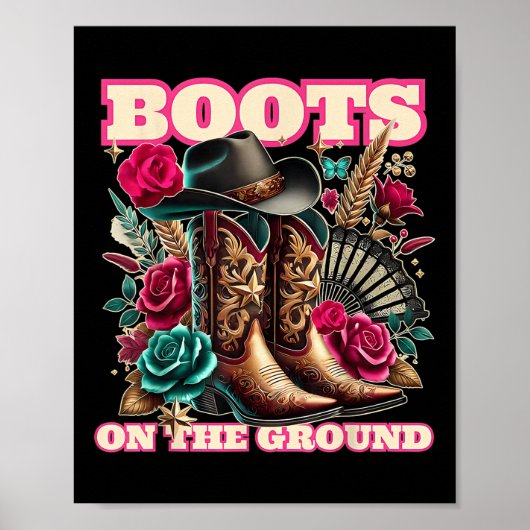 Laarzen op de grond, Cowgirl Linedance, Boot Cowbo Poster (Voorkant)