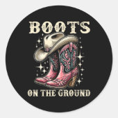 Laarzen op de grond, Cowgirl Linedance, Boot Cowbo Ronde Sticker (Voorkant)