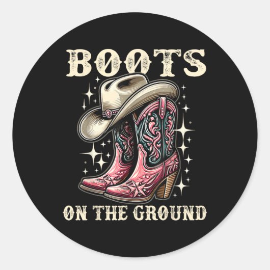 Laarzen op de grond, Cowgirl Linedance, Boot Cowbo Ronde Sticker (Voorkant)