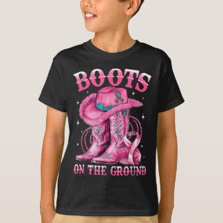 Laarzen op de grond Cowgirl Westerne borstkanker T-shirt
