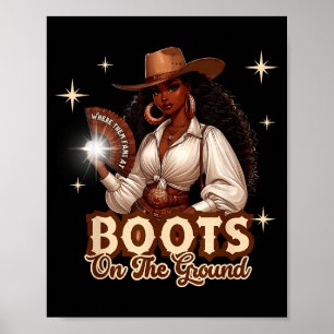 Laarzen Op De Grond Cowgirl Westers Zwart Meisje B Poster