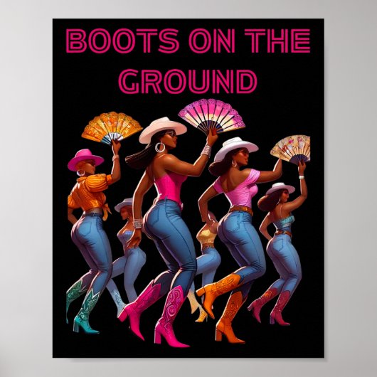 Laarzen op de grond dansen Queens Black Group Poster (Voorkant)