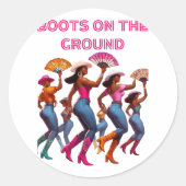 Laarzen op de grond dansen Queens Black Group Ronde Sticker (Voorkant)