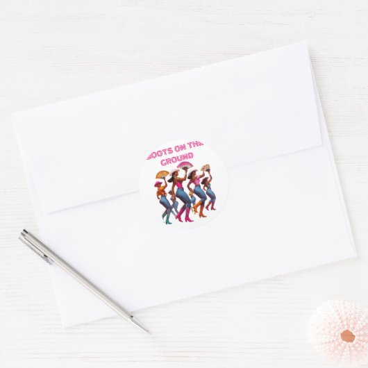 Laarzen op de grond dansen Queens Black Group Ronde Sticker (Envelop)