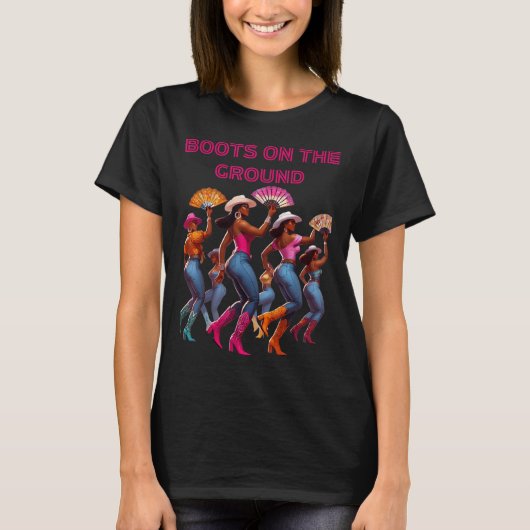 Laarzen op de grond dansen Queens Black Group T-shirt (Voorkant)
