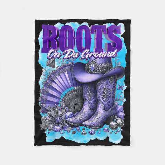 Laarzen op de grond Grappige Cowgirl Laarzen Bling Fleece Deken (Voorkant)