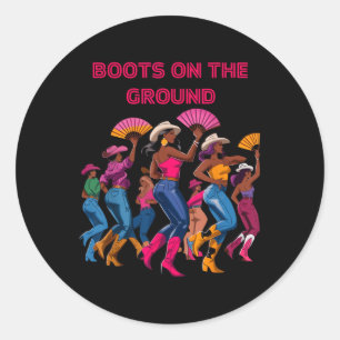 Laarzen op de grond Grappige Cowgirl Laarzen Bling Ronde Sticker