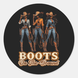 Laarzen op de grond Juneteenth Black Cowgirl Ronde Sticker