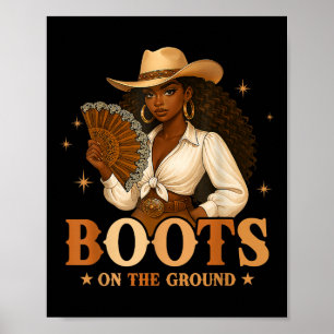 Laarzen Op De Grond Juneteenth Zwart Cowgirl Zwart Poster