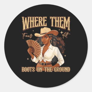 Laarzen Op De Grond Laars Cowboy Westerse Cowgirl  Ronde Sticker