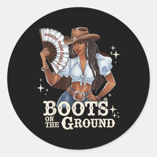 Laarzen op de grond Linedance Black Cowgirl Melani Ronde Sticker (Voorkant)