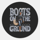 Laarzen op de grond Linedance Western Cowgirl Boot Ronde Sticker (Voorkant)