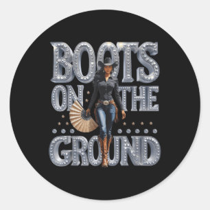 Laarzen op de grond Linedance Western Cowgirl Boot Ronde Sticker