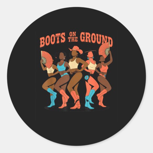 Laarzen op de grond ronde sticker (Voorkant)