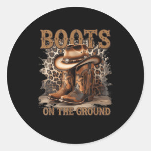 Laarzen op de grond ronde sticker