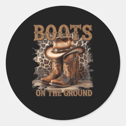 Laarzen op de grond ronde sticker (Voorkant)