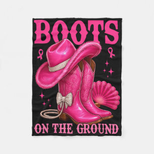 Laarzen op de grond Roze Cowgirl Borstkanker West Fleece Deken