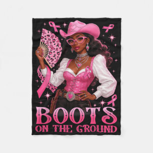Laarzen op de grond Roze Cowgirl Borstkanker West Fleece Deken