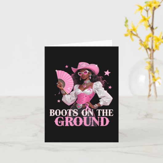 Laarzen op de grond Roze Cowgirl Borstkanker West Kaart (Gele Bloem)