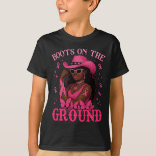 Laarzen op de grond Roze Cowgirl Borstkanker West T-shirt