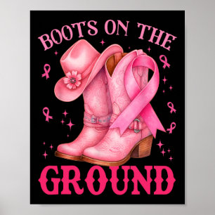 Laarzen op de grond Roze Cowgirl Borstkanker Wom Poster