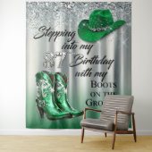 Laarzen op de grond verjaardagsachtergrond wandkleed (In situ)