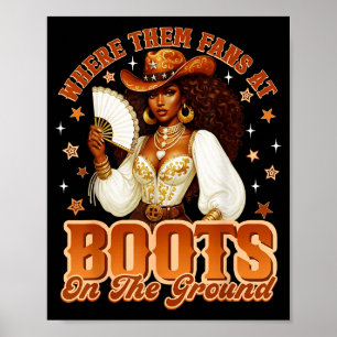 Laarzen op de grond waar die fans zijn Western Cow Poster