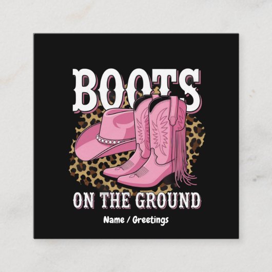 Laarzen op de grond Westerne Cowgirl Linedance Vierkante Visitekaartje (Voorkant)