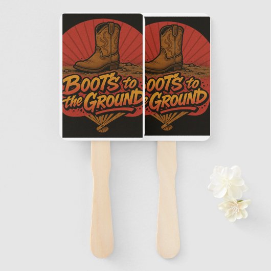 Laarzen op de grond - Westerne Vibe Hand Fans Handwaaier (Voorkant en achterkant)