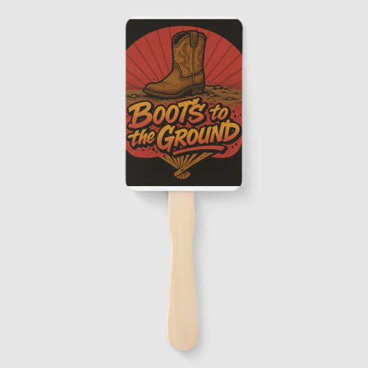 Laarzen op de grond - Westerne Vibe Hand Fans Handwaaier (Achterkant)