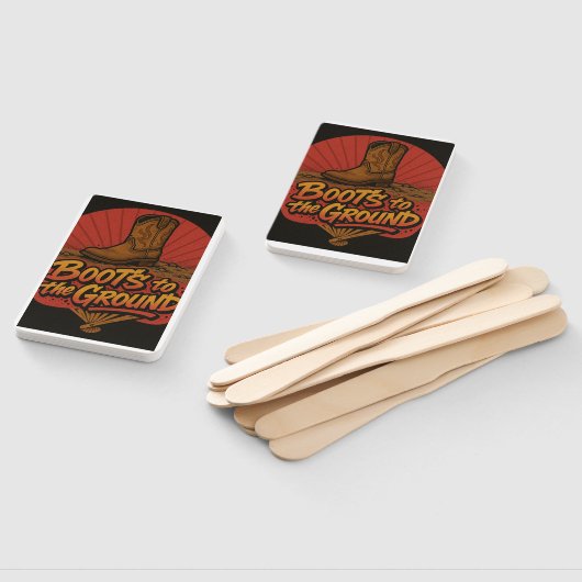 Laarzen op de grond - Westerne Vibe Hand Fans Handwaaier (Niet-gemonteerd)