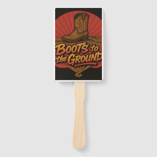 Laarzen op de grond - Westerne Vibe Hand Fans Handwaaier (Voorkant)