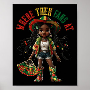 Laarzen op de grond zwart meisje cowgirl waar ze poster