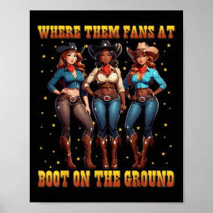 Laarzen op de grond Zwarte Cowgirl Western waar Th Poster