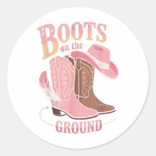 Laarzen op de grond Zwarte Cowgirl Western waar Th Ronde Sticker