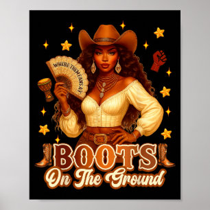 Laarzen Op De Grond Zwarte Geschiedenis Cowgirl Wa Poster
