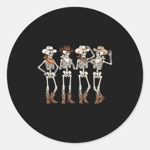 Laarzen Paard Dansende Skelet Western Country Rode Ronde Sticker