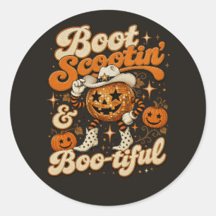 Laarzen schuiven en mooie western Halloween-ontwer Ronde Sticker