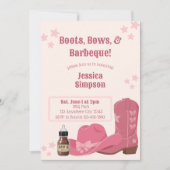 Laarzen Strikken & BBQ Roze Baby Shower Kaart (Voorkant)