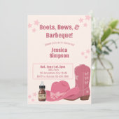 Laarzen Strikken & BBQ Roze Baby Shower Kaart (Staand voorkant)
